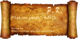 Platzerjanó Kál névjegykártya
